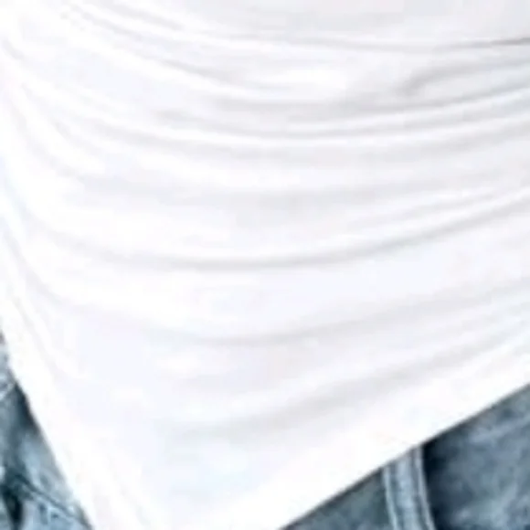 Siren Gaze Asymmetrical Hemline Strapless Top, Casual Asymmetrical, Ruched - Picture 3 of 6